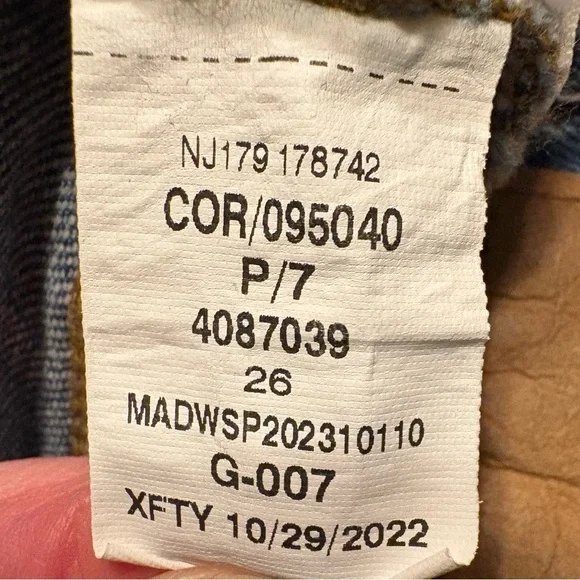 Madewell Vintage Straight Jean Earlwood Wash High Rise Size 26 - Picture 8 of 9